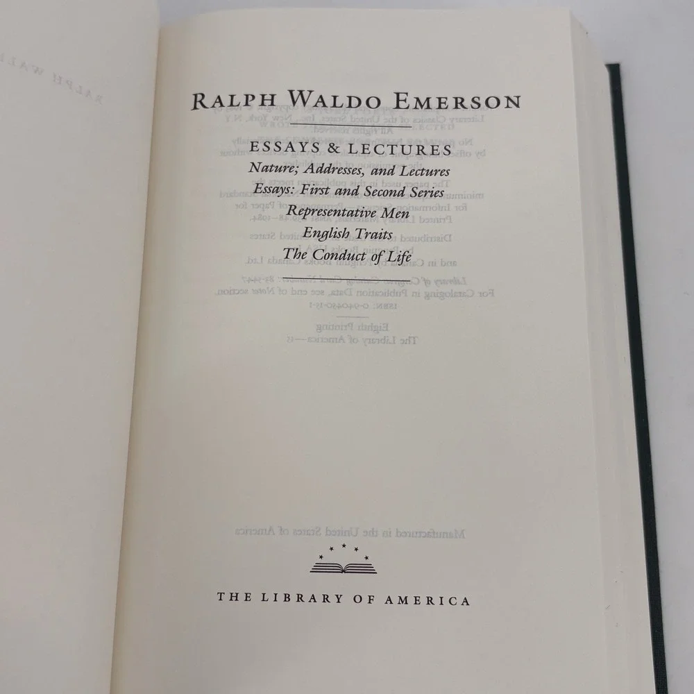 Library of America Ralph Waldo Emerson OS Essays & Lectures Green Hardcover Book